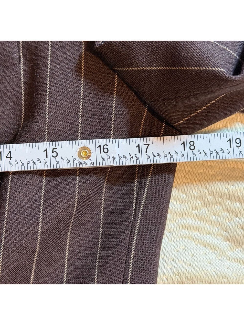 Lauren Ralph Lauren Classic Blazer 3 Button Wool Brown and Tan Pinstripe Jacket - Picture 7 of 12